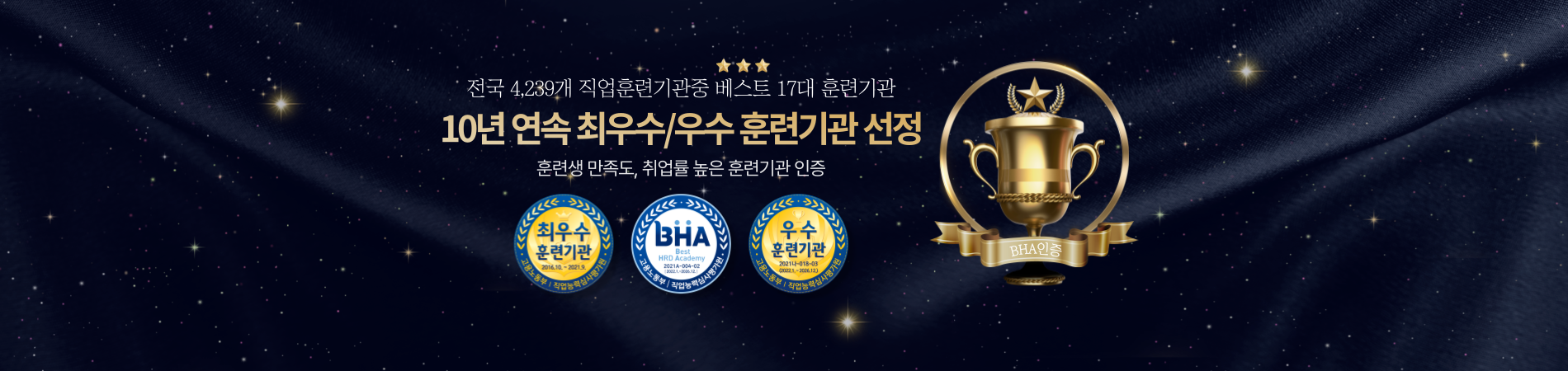 10년 연속 최우수,우수 훈련기관선정